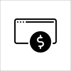 Adsense icon, earn extra income from the internet. E-banking icon, online financial services.