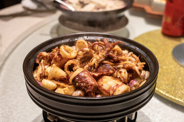 Seafood Chinese food made of squid