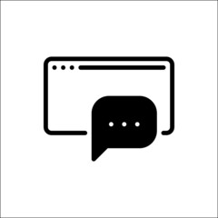 a speech bubble icon, indicating a dialogue, either between humans or with a bot system created to answer customer questions. suitable for presentations, icons on websites and mobile applications.