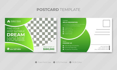Professional company real estate postcard template or social media design eddm