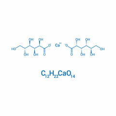 chemical structure of Calcium gluconate (C12H22CaO14)