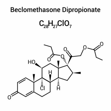 chemical structure of beclomethasone dipropionate (C28H37ClO7)