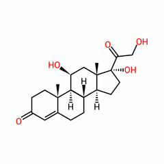 Fototapeta premium chemical structure of cortisol (C21H30O5)