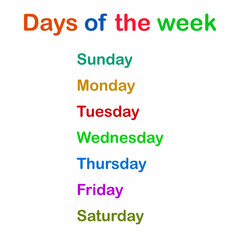 seven day of the week chart