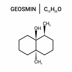 chemical structure of Geosmin (C12H22O)
