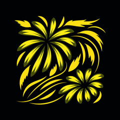 Folk flowers floral art print Flowers abstract art 