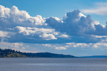 View of Edmonds Washington From Picnic Point on a Cloudy Spring Day