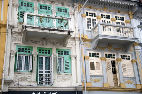 Vintage style southeast asia building on Keong Saik Road, Singapore