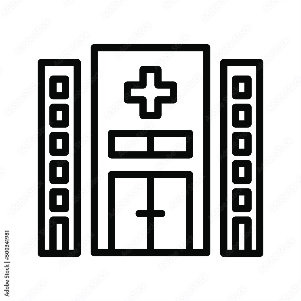 Poster Medical Hospital Line Icon On White Background, eps 10.