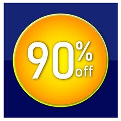 Offer tag. Percent off. Discount for big sale. Blue and yellow label.