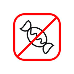 No sweets line icon. Diabetic prohibition sign vector illustration