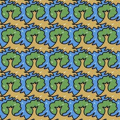 seamless pattern of tree cartoon