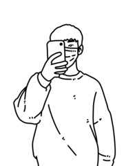 black and white of man cartoon for coloring