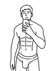 Fototapeta premium black and white of man cartoon for coloring