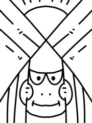 black and white of cute cartoon for coloring