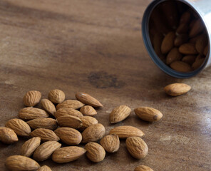 Almonds scattered on the table