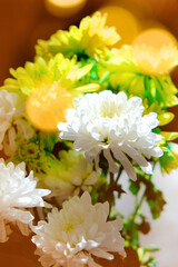 Green and white  Mums or Chrysanthemums flowers,  Mother’s day, Birthday, Wedding Banquet or gala dinner.