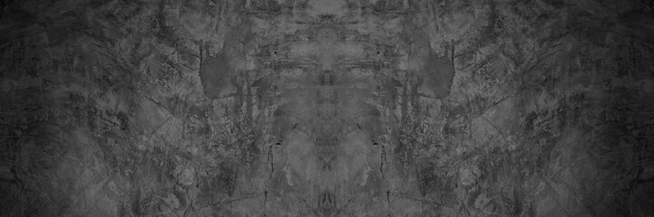 Obraz premium Old wall texture cement dark black gray panorama background abstract grey color design are light with white gradient background.