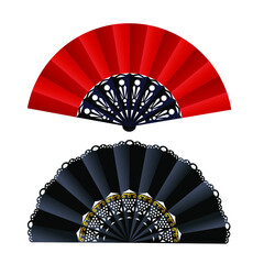  red and black folding vector fans