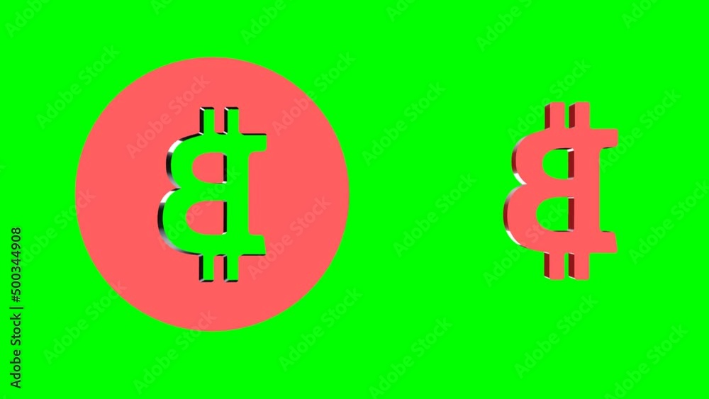 Poster rotating 3d bitcoin icons on chroma key. btc. seamless looping rendering animation.