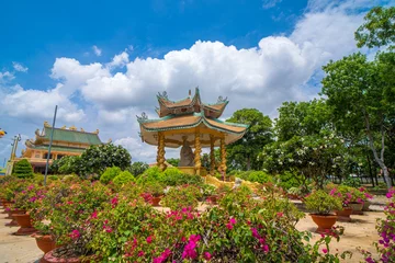 Poster Buddhist Temple in Vietnam - Dai Tong Lam. Beautiful Architecture presbytery temple Dai Tong Lam with so many cloud, which attracts tourists to visit spiritually on weekends in Vung Tau, Vietnam © Dong Nhat Huy