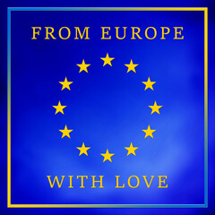 from europe with love european union flag on a blue background yellow stars