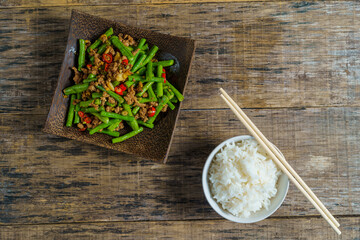 Stir fried long beans to eat with rice.