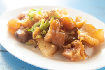 beef tendon stew on white dish. Chinese food