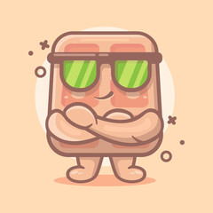 cute belgian waffle food character mascot with cool expression isolated cartoon in flat style design