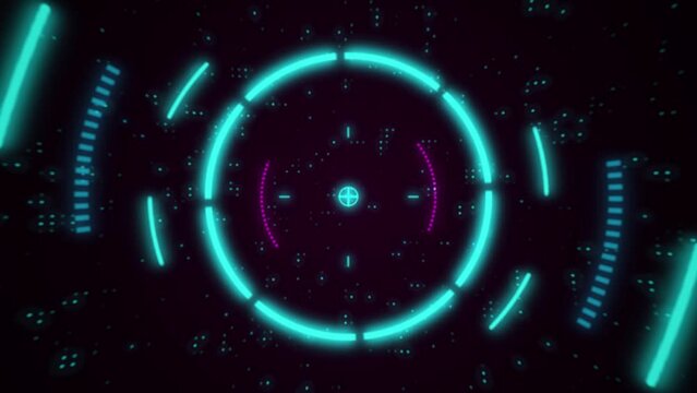 4K HUD circle interfaces, Hi-tech futuristic display, Loading,target. HUD technological futuristic elements