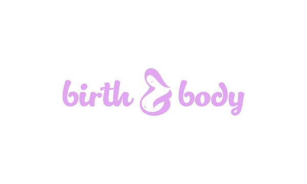 vector graphic illustration logo design for logotype typography birth and body, pregnant mother