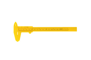 Folded caliper yellow isolated on a white background.