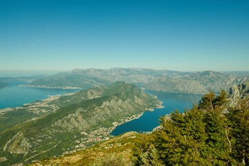 Fototapeta na wymiar mesmerizing landscape of mountains and bay in montenegro