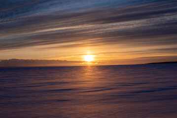 Sunrise over frozen Lake Huron