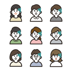 ショックな人物アイコンセット