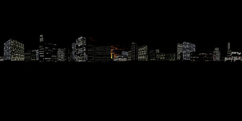 dark city street panorama