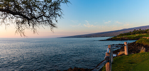 Sunset on The Lava Cliffs Below The Ala Kahakai Trail National Historic Trail, Hawaii Island, Hawaii, USA