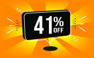 41% off. Orange banner with black balloon and special buy and sell offer