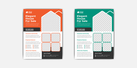 Real estate flyer elegant house for sale property flyer design template