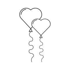 Black heart balloon icon on white background. Continuous line drawing. Linear icon. Vector illustration. stock image. 