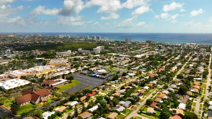 Deerfield Beach FL establishing shot approach ocean 4k 60p