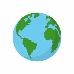 Earth planet isolated on white. Flat global Earth icon. Vector simple illustration of eco environment
