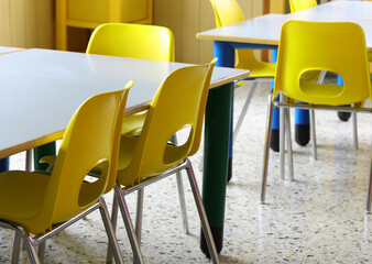 chairs inside the school without the kids during the vacation