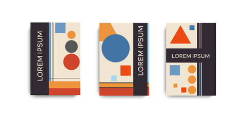 Bauhaus fashion background set. Geometric pattern Bauhaus background.