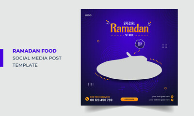 Minimal ramadan food social media post design with abstract pattern