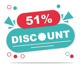 Offer 51 percent discount label isolated on white background. Special promo off price reduction badge vector illustration