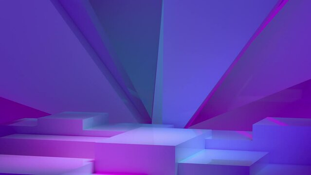 Animation of the podium of the metaverse with geometric shapes. A fantastic platform for product presentation