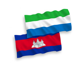 Flags of Kingdom of Cambodia and Sierra Leone on a white background