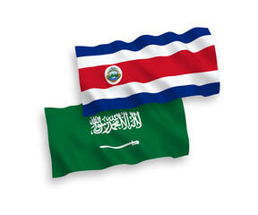 Flags of Saudi Arabia and Republic of Costa Rica on a white background