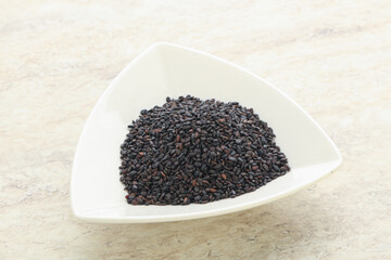 Black sesame seeds in the bowl